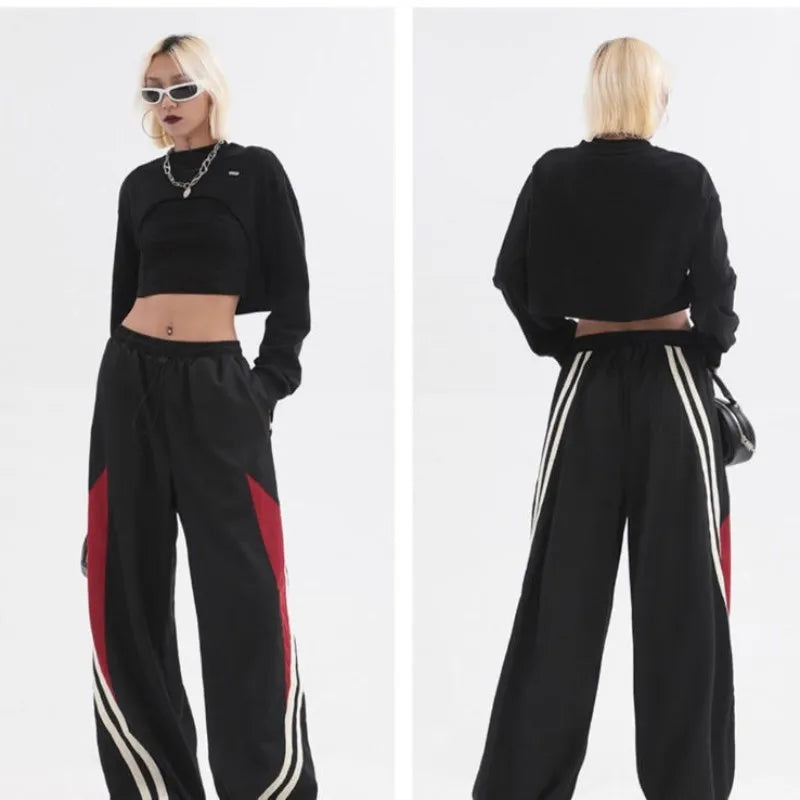 Y2K Streetwear Joggers Pants Women Casual Oversized Wide Leg Cargo Pantgs Trousers Tech Sweatpant Harajuku Parachute Baggy Pants