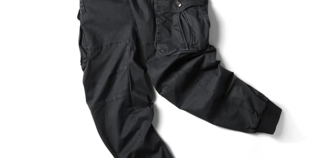 Spring Summer Men's Casual Fashion Work Pants Cuffed Multiple Pockets Slim Fit Youth Leisure Trousers Trendy Brand