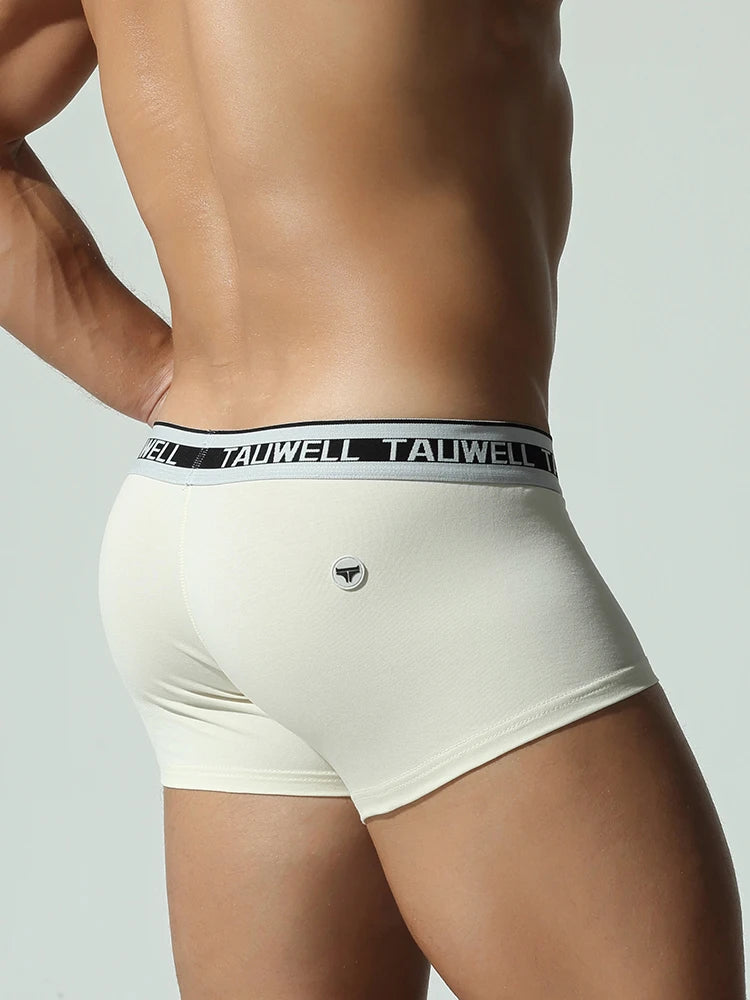 TAUWELL Low-Waist Buttoned Boxer Shorts for Men with U Convex Pouch Sexy Male Panties New Arrivals Comfortable Underwear