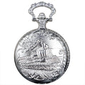 Antique Steam Train Design Pocket Watch with Chain Necklace Vintage Quartz Pendant FOB Chain Watches Jewelry Accessories Gifts