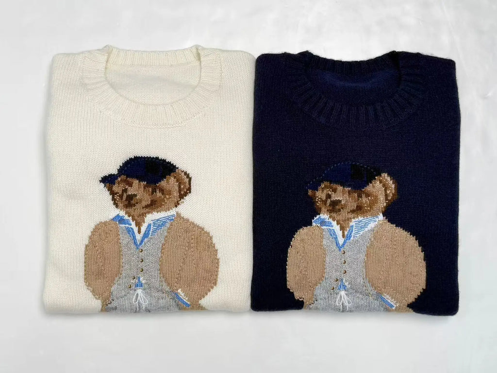 2025 New Autumn/Winter Women's Sweater High Quality Fashion Exquisite Cartoon Jacket  RL Teddy Bear 90% Wool+10% Cashmere Hoodie