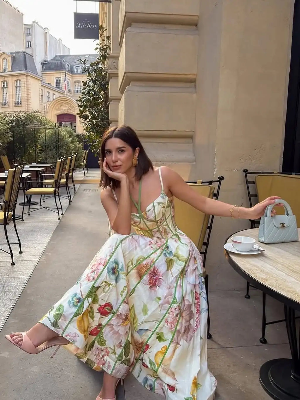 Women's Printed Sleeveless Halter Dress Waist-Closed A-Line Lady Elegant Dresses 2026 Spring Summer Fashion Female Vacation Robe