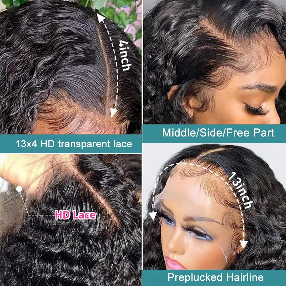 Kinky Curly Human Hair Wigs Deep Wave 13x6 HD Lace Frontal Wig Black Brazilian 13x4 HD Lace Front Remy Human Hair Wigs For Women
