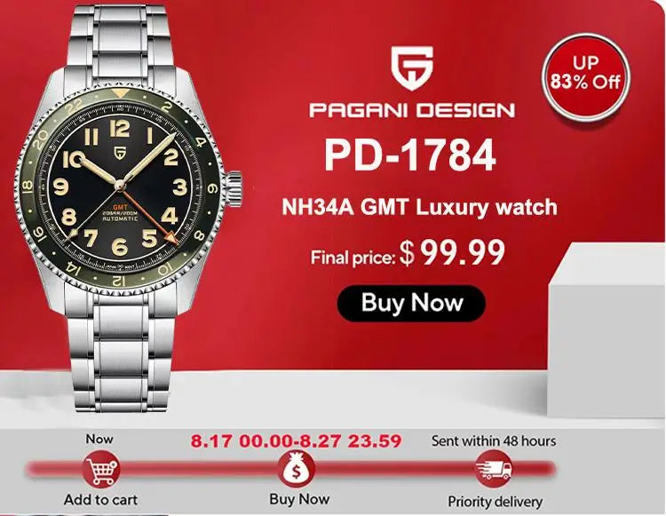 2025 V2 PAGANI DESIGN 222 men's Quartz Watch VJ21 37MM Sapphire Stainless steel Waterproof luminous Watches for men PDYS020