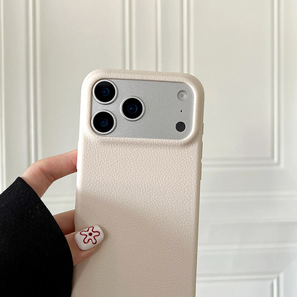 Luxury Leather Texture Phone Case For iPhone 17 Pro Max 17 Air 16 Plus 15 14 13 12 11 Pro Max Shockproof Soft TPU Cover Shell