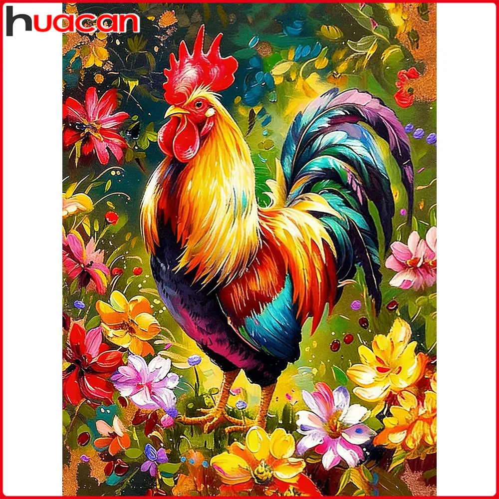 Huacan New Arrivals 2026 Diamond Painting Rooster Flower Diamond Mosaic Animal Complete Kit Craft kit