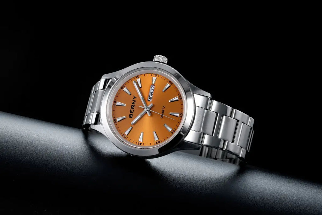 BERNY Watches for Men 40mm Luminous Elegance Dress Quartz Watch Calendar Week Luxury Waterproof Casual Business Men's Wristwatch