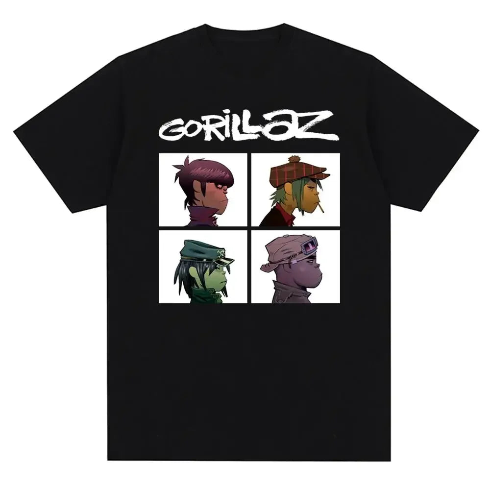Music Band Gorillazs Punk Rock Print T Shirt 90s Casual Fashion Short Sleeve T Shirt Unisex Harajuku Kawaii T-shirt Y2K Clothing