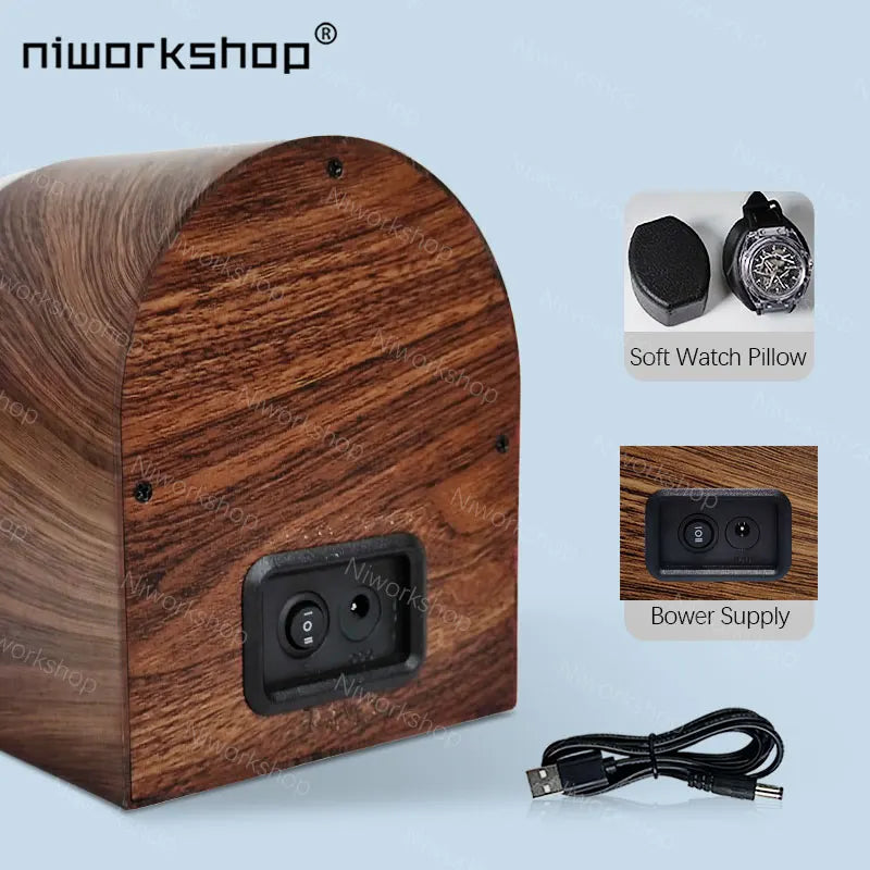 1pc Niworkshop Automatic Watch Winder, 2 Slots Watch Storage Case with Quiet Motor, Soft Pillows for Men's And Women's Watches