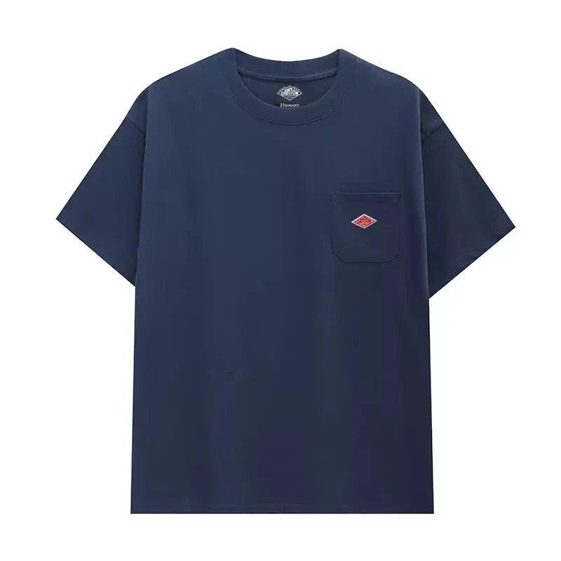 2025 Spring Summer Hot sales Fashion Men Women Pure Cotton Small Icon Embroidery T-Shirt Short Sleeve Tees Simple Solid Pocket