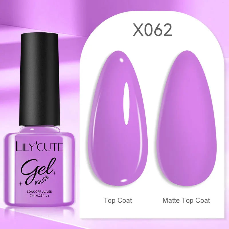 LILYCUTE 7ML Black White Color Gel Nail Polish Summer Colorful Gel Nail Art Semi Permanent UV Gel Soak Off UV LED Gel Varnishes