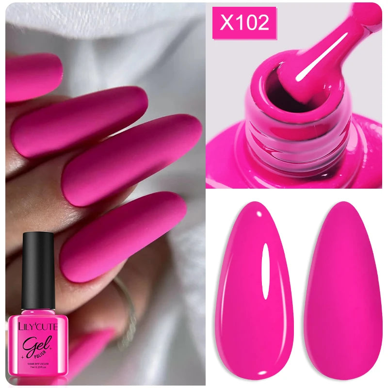 LILYCUTE 7ML Black White Color Gel Nail Polish Summer Colorful Gel Nail Art Semi Permanent UV Gel Soak Off UV LED Gel Varnishes