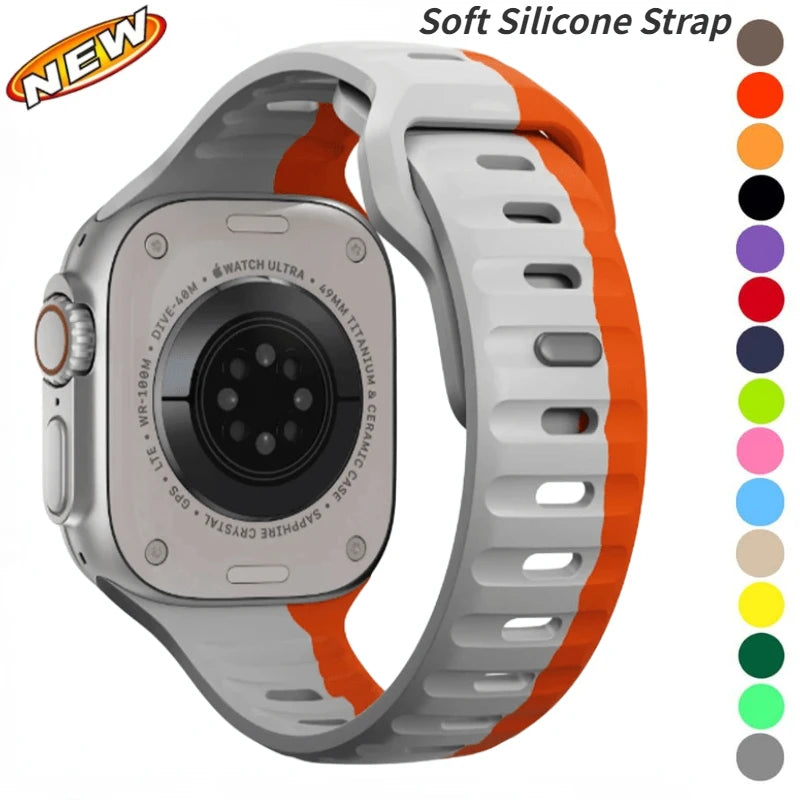 soft Silicone Strap for Apple Watch Ultra/2/3 49mm Serise 11 10 9 8 7 45mm 41mm 46mm 42mm Bracelet iWatch 6 5 4 3 Se/3 44mm 40mm