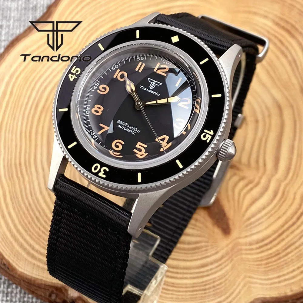 Tandorio Mechanical 40mm 50-Fathoms Style Men Watch Miyota8215/PT5000 Movt Domed Sapphire Glass Waterproof Wristwatch Luminous