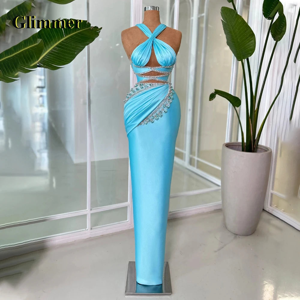 Glimmer Luxury Graduation Dresses for Girls with School Criss Cross Rhinestones Evening Party Gown Robes De Soiree Customized