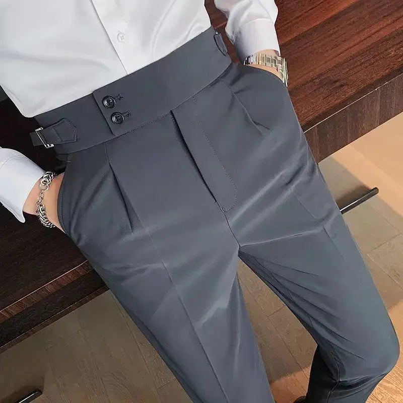Wide Leg Male Suit Trousers Plus Big Size Gray Men's Summer Pants Formal Clothes Offer Luxury Thin Casual Work Wear Fabric 2025