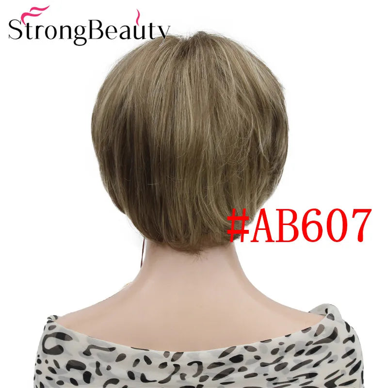 شعر مستعار StrongBeauty قصير ومستقيم من الألياف الصناعية الناعمة للسيدات متوفر بألوان عديدة