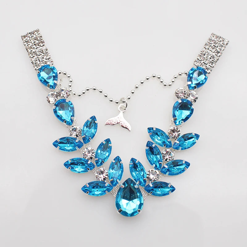 1pcs Silver Sparkling Crystal Link Buckle Handmade Metal Swimsuit Bikini Herringbone Drag Chain Decoration