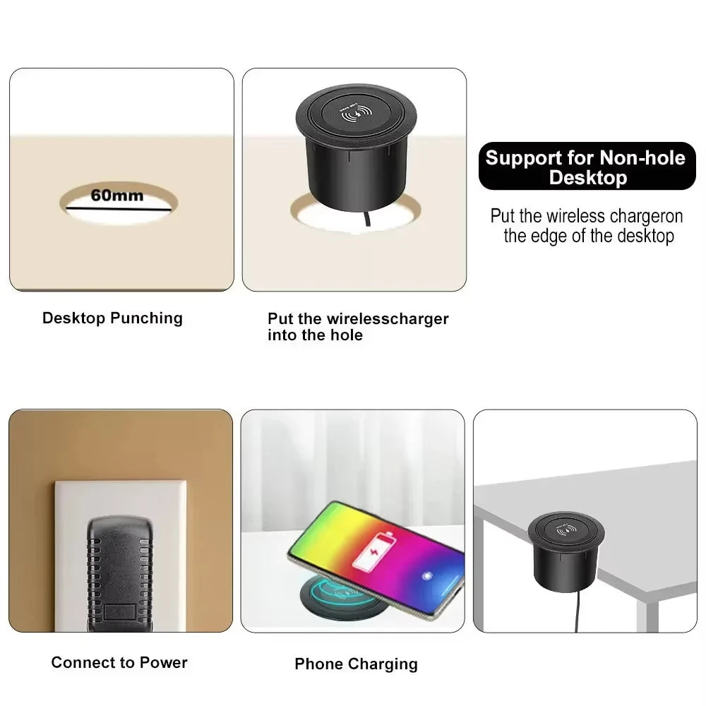 3 in 1 Wireless Charger Built in Type-C USB Ports Desktop Embedded Charging Station for iPhone 17 Xiaomi Airpods Mobile Phone