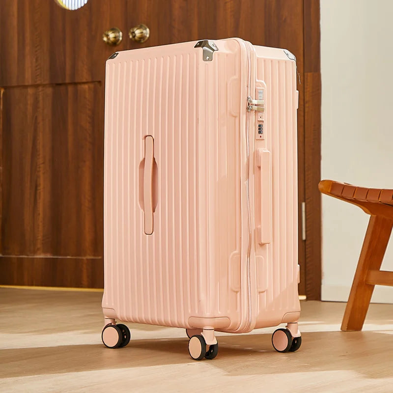 Large Capacity 20-26 Inch Rolling Luggage with Cup Holder Travel Bag Convenien Mobile Phone Stand Simple Travel Rolling Suitcase