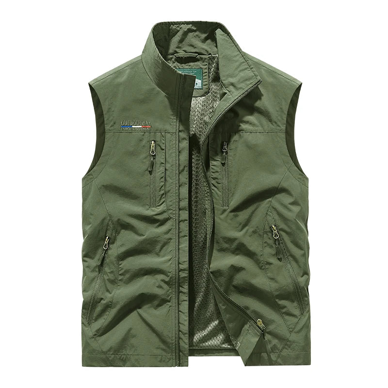 2025 Personalized yelek red Multi Pockets nylon Cargoes Fisherman vest fishing Journalist Photography Camping Waistcoat vest