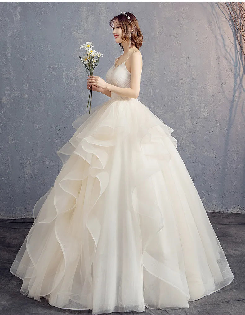 MDYS- A58#Strap 2025 New Summer Bride Ball Gown Floor-Length Champagne Wedding Dress Long Cheap Wholesale From Factory Outlet