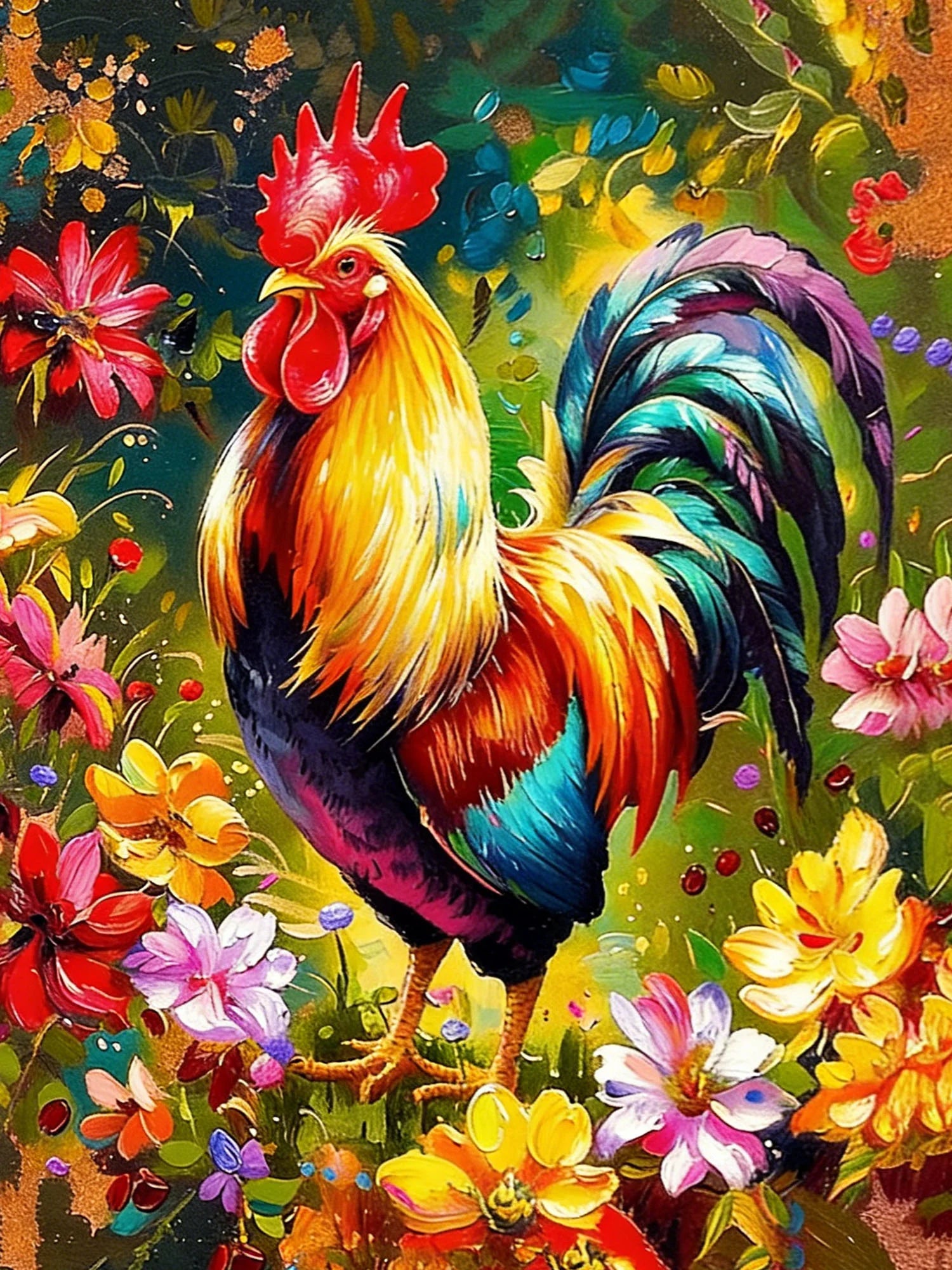 Huacan New Arrivals 2026 Diamond Painting Rooster Flower Diamond Mosaic Animal Complete Kit Craft kit