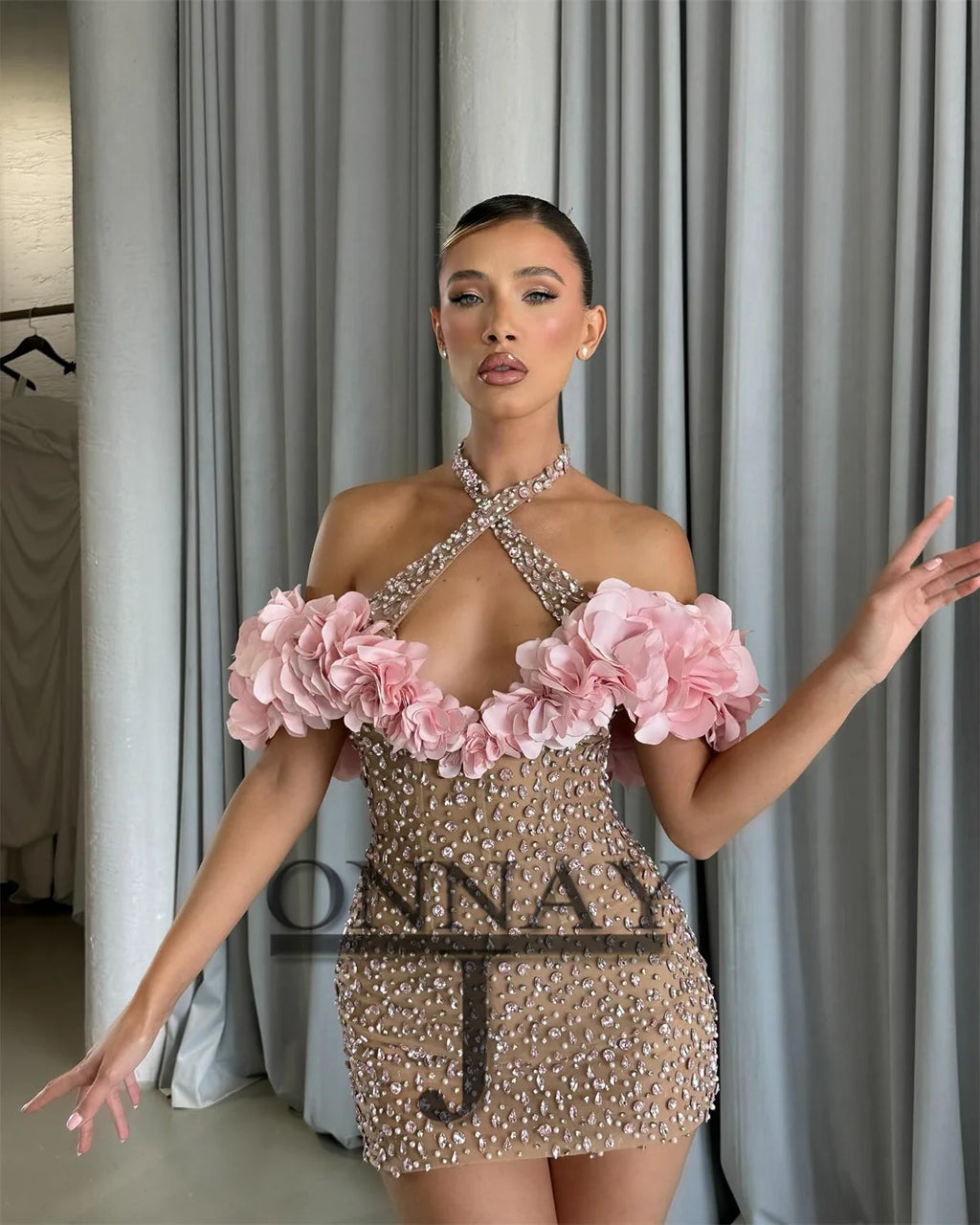 Customized Pastrol Mini Sparkly Homecoming Dresses for Women Pageant Saudi Arabric Mini Evening Gown Drop Shipping 241214