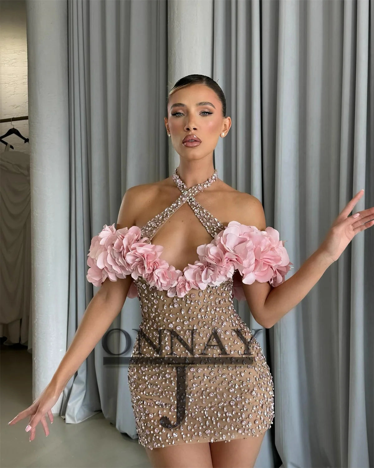 Customized Pastrol Mini Sparkly Homecoming Dresses for Women Pageant Saudi Arabric Mini Evening Gown Drop Shipping 241214