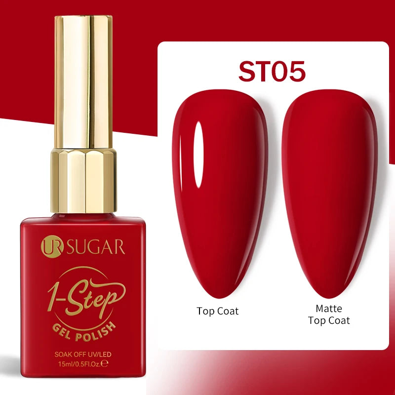 UR SUGAR 1-step Gel Polish 12ML Glitter Nail Spring Summer White Nude Pink Gel Nail Polish 3 IN 1 No Need Base Gel and Top Coat