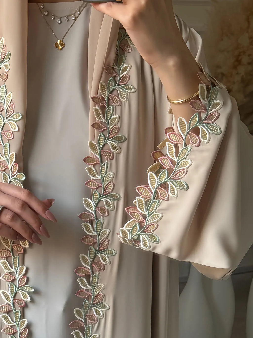 Dubai Elegant  Purple Abaya for Muslim Women - Intricately Crafted with Multicolored Embroidery Piece in Islamic Modest Fashion