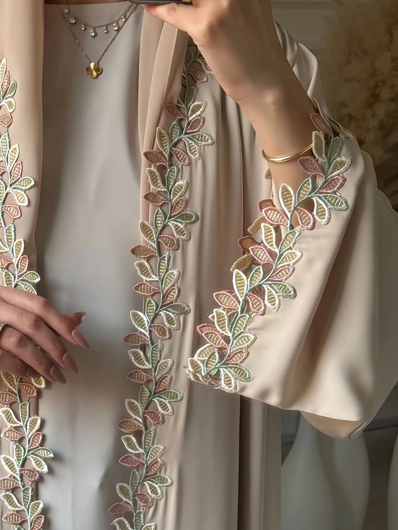 Dubai Elegant  Purple Abaya for Muslim Women - Intricately Crafted with Multicolored Embroidery Piece in Islamic Modest Fashion