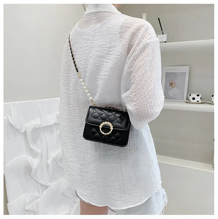 Summer Mini Small Handbags New Tide Pearl Chain Bags Women's Bag Versatile White Single Shoulder Crossbody Handbag