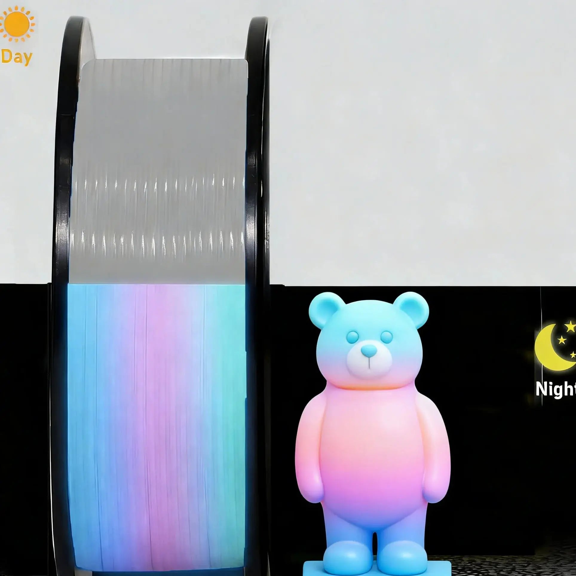 Glow in the Dark PLA 3D Printer Filament 1.75mm Rainbow Bundle Dimensional Accuracy +/- 0.03mm 250g for 3D Printing