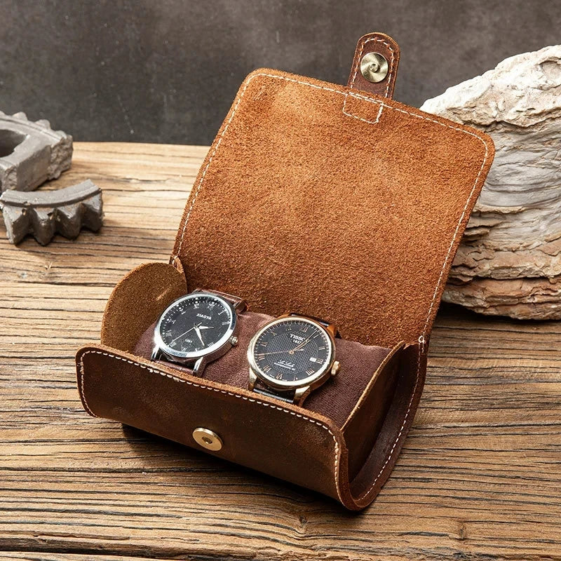 New Arrivals Leather watch case three round buckle watch bag outdoor convenient type couple watch storage box for watches