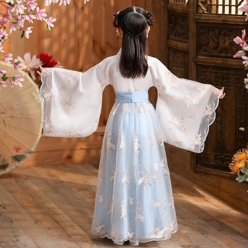 Kids Fairy Tang Costume Girls Casual Dresses Hanfu Girl Summer Children's Clothing Outfit Princess Dress Baby Vestido Robe Fille