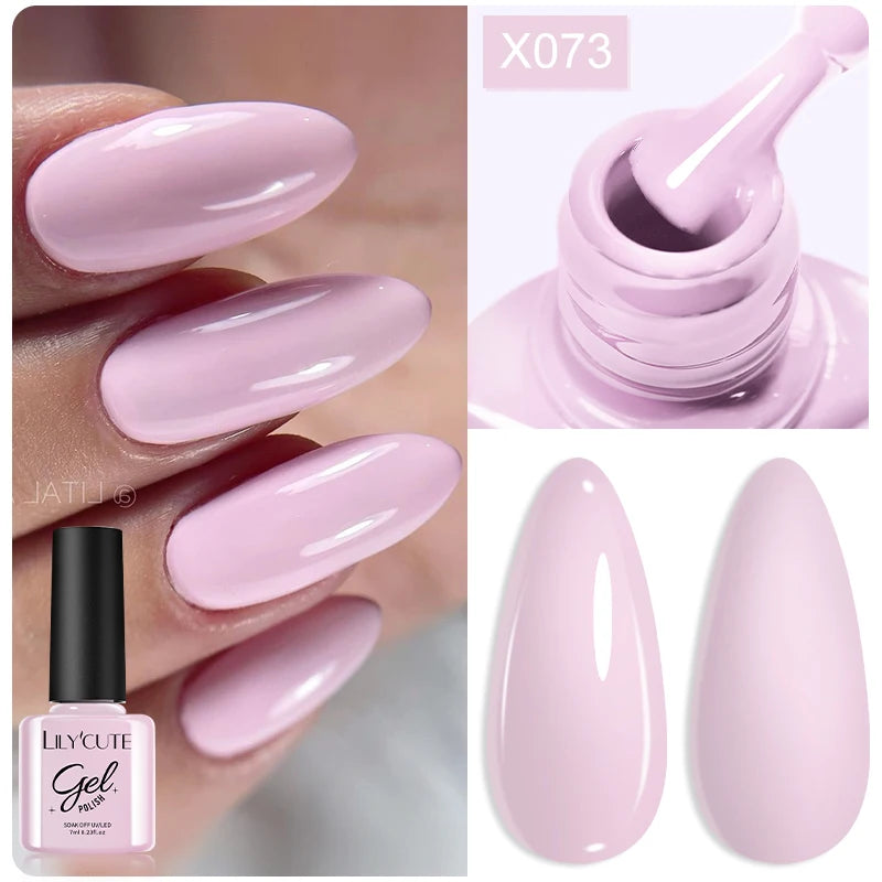 LILYCUTE 7ML Black White Color Gel Nail Polish Summer Colorful Gel Nail Art Semi Permanent UV Gel Soak Off UV LED Gel Varnishes