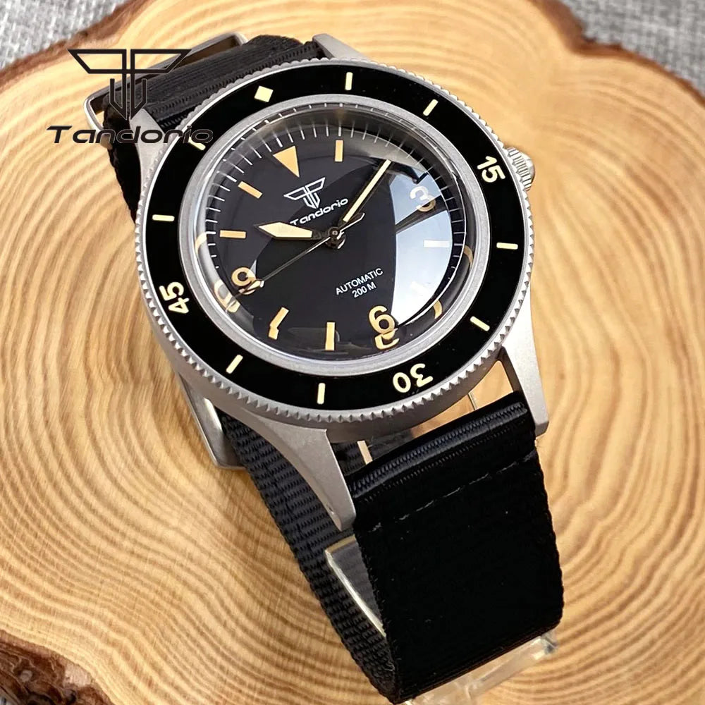 Tandorio Mechanical 40mm 50-Fathoms Style Men Watch Miyota8215/PT5000 Movt Domed Sapphire Glass Waterproof Wristwatch Luminous