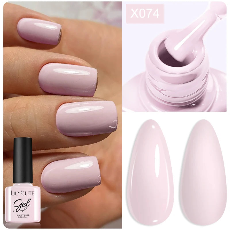 LILYCUTE 7ML Black White Color Gel Nail Polish Summer Colorful Gel Nail Art Semi Permanent UV Gel Soak Off UV LED Gel Varnishes