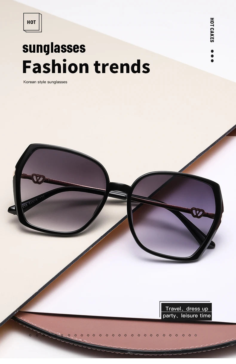 Fashion Large Frame Square Sunglasses Women Trendy Style Sun Glasses For Lady Shades Gradient Oculos UV400 Streetwear Eyewear