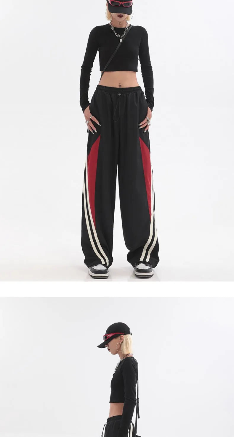 Y2K Streetwear Joggers Pants Women Casual Oversized Wide Leg Cargo Pantgs Trousers Tech Sweatpant Harajuku Parachute Baggy Pants