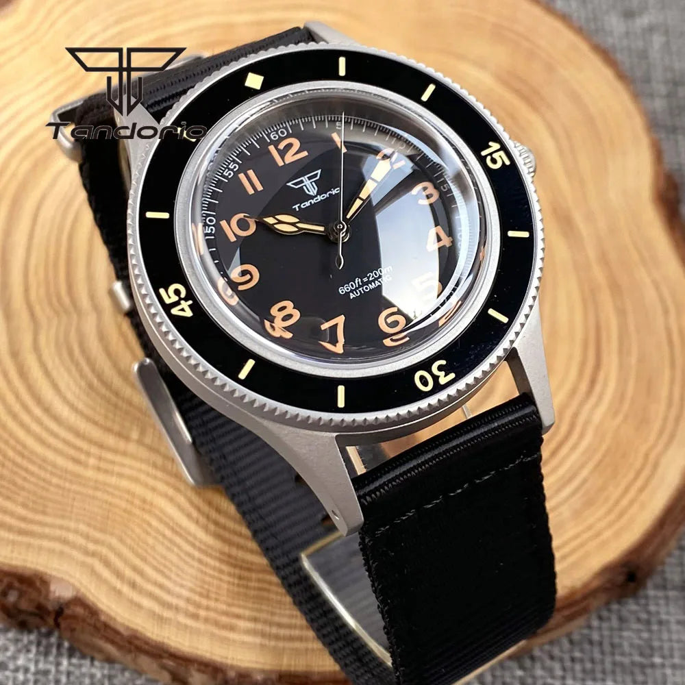 Tandorio Mechanical 40mm 50-Fathoms Style Men Watch Miyota8215/PT5000 Movt Domed Sapphire Glass Waterproof Wristwatch Luminous