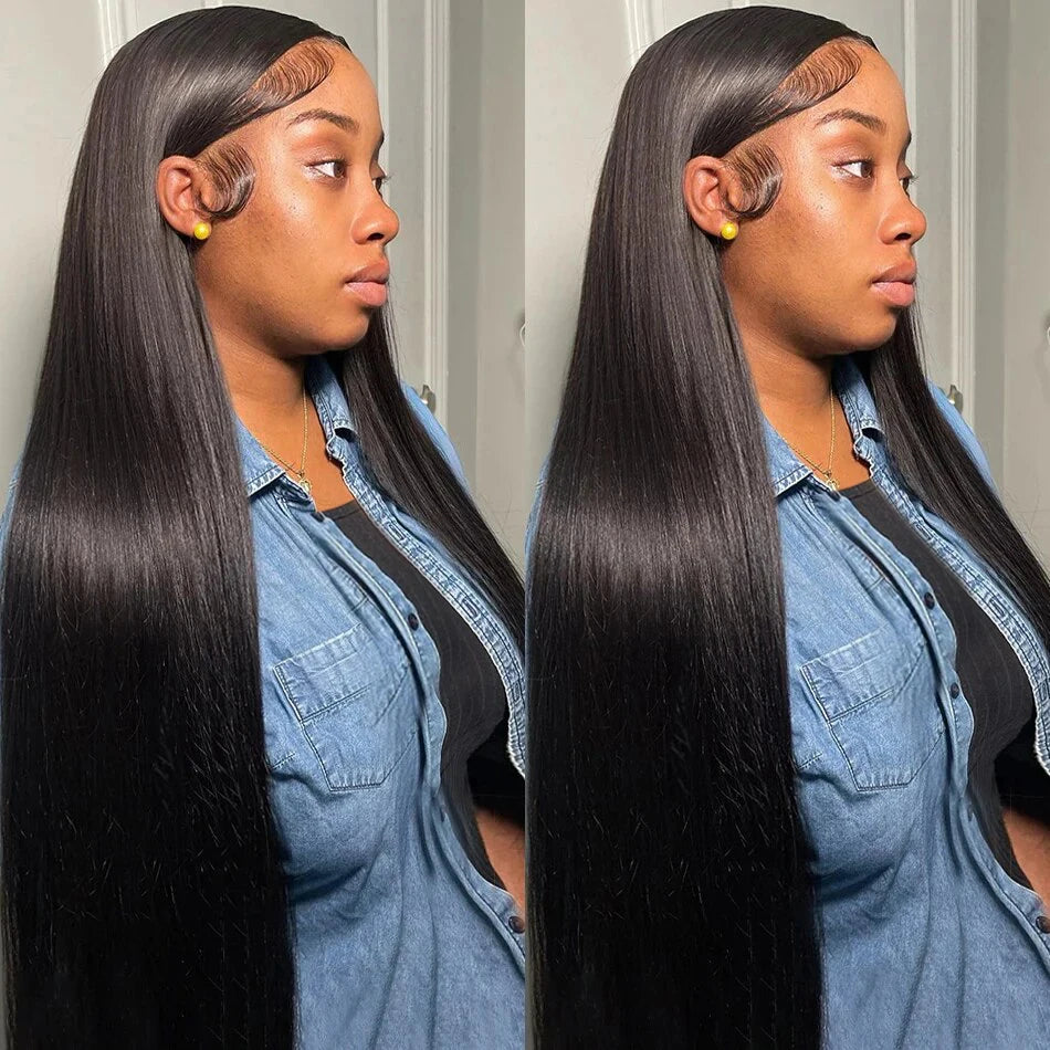 Wigirl HD 30 40 Inch Straight 13x6 Human Hair Lace Frontal Wigs 200% Brazilian Remy PrePlucked 13x4 Lace Front Wig For Women