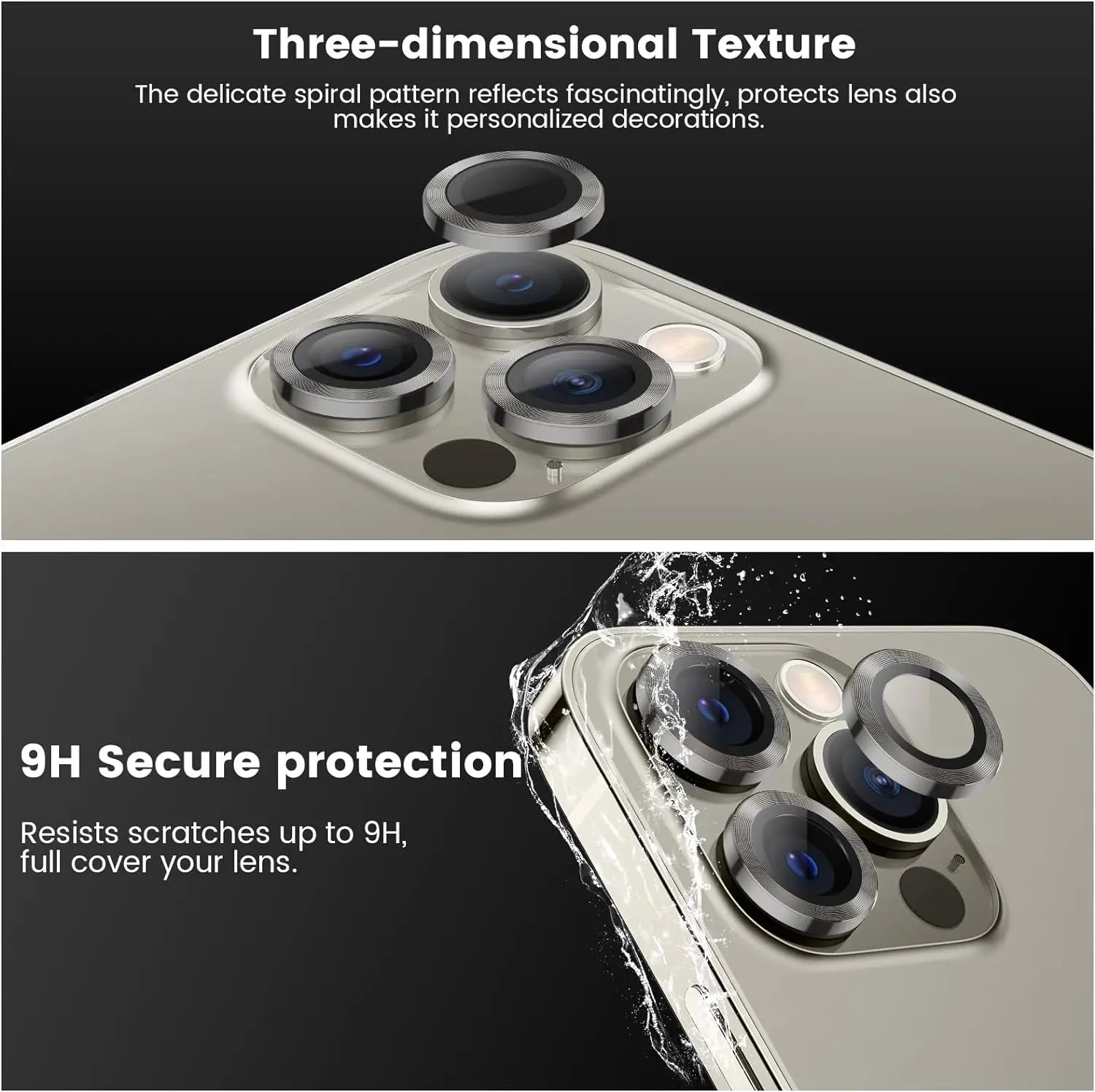 Titanium Gray Metal Tempered Glass Camera Lens Cover Screen Protector For iPhone 15 Pro Max 14 Plus 13 Protection 15Pro 14Pro