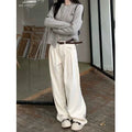 ZOENOVA Early 2024 Baggy Retro Jean Woman Nostalgic Loose Wide Leg Jeans White Pants Women Fashion Korean Pantalones De Mujer