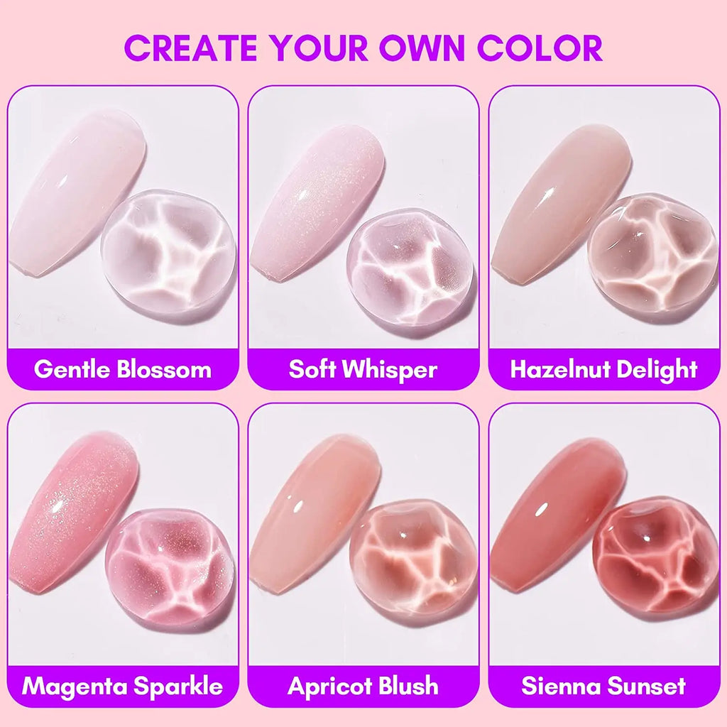 Makartt Gel Nail Polish, Natural Nude Jelly Pink Milky White Red Glitter Gel Polish 6PCS Summer 8ML Soak Off UV LED Gel Polish
