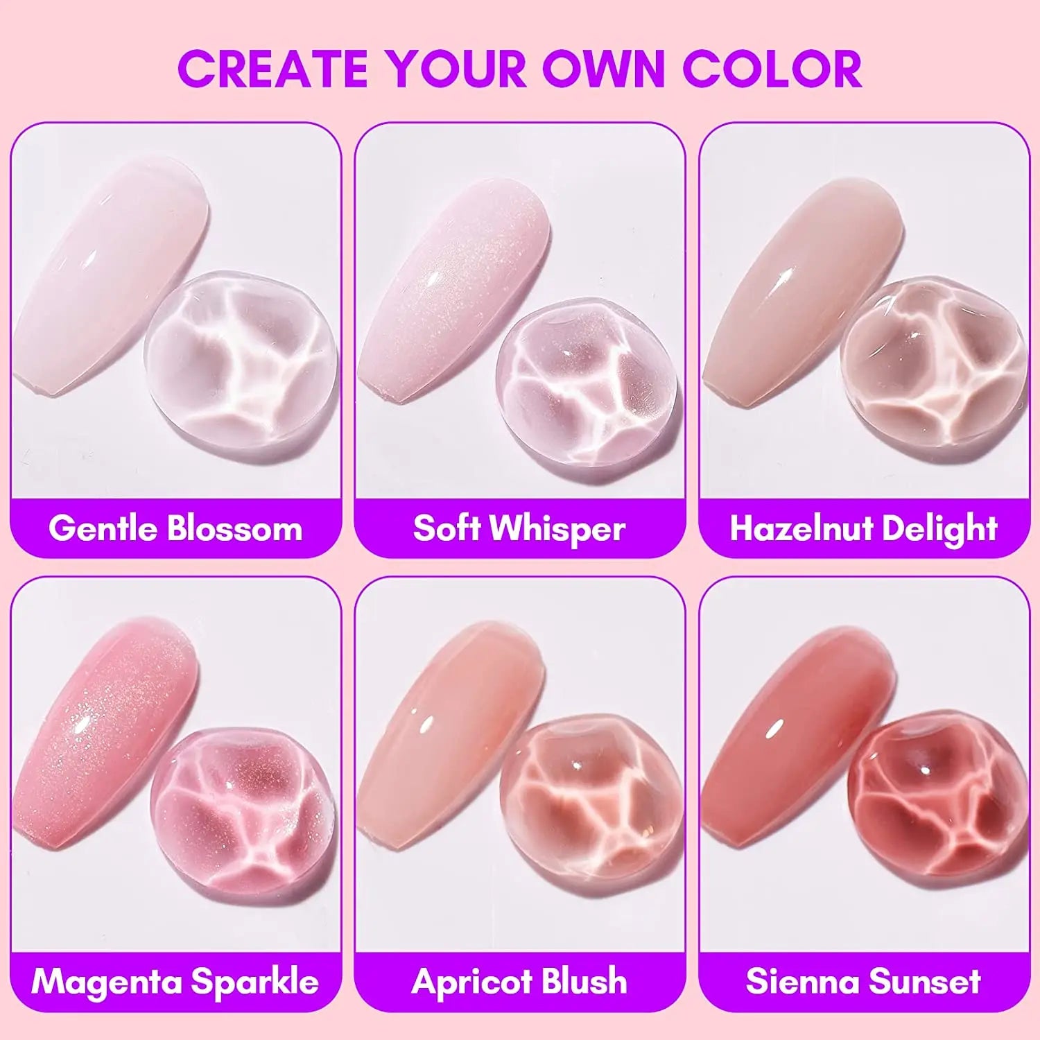 Makartt Gel Nail Polish, Natural Nude Jelly Pink Milky White Red Glitter Gel Polish 6PCS Summer 8ML Soak Off UV LED Gel Polish