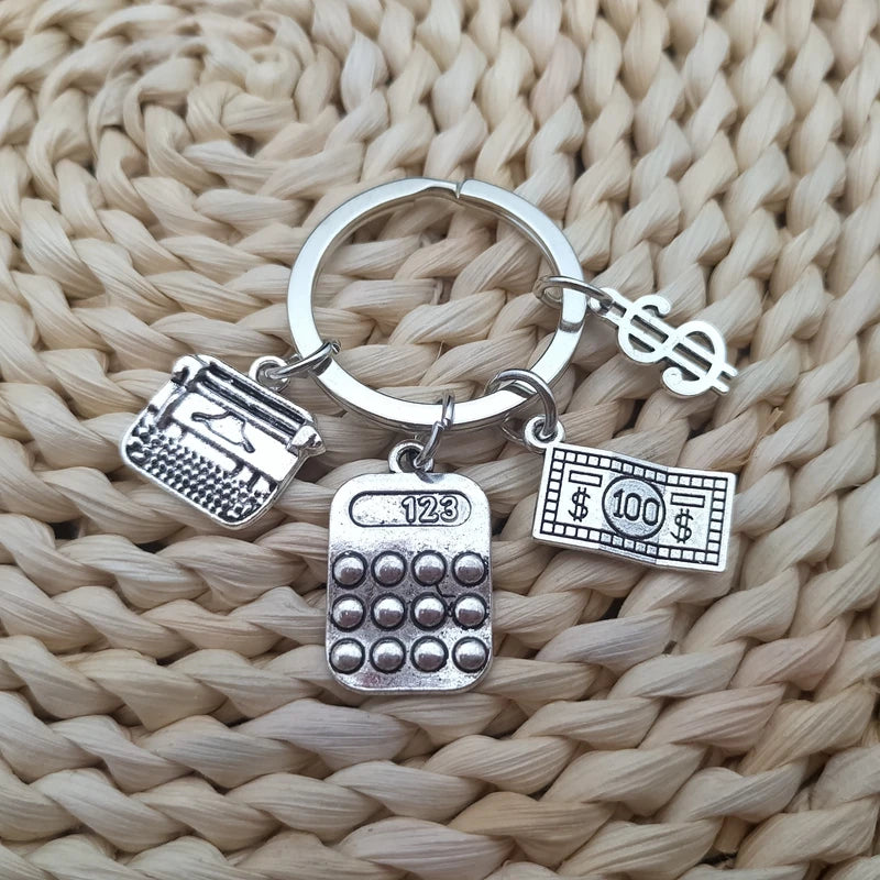 New Product Calculator, Dollar, Accountant Graduation Gift, Financial Keychain Backpack Pendant