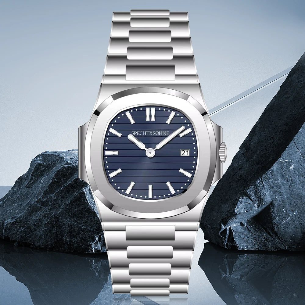 Specht & Söhne New Arrivals 5711 Watches For Men Ultrathin Steel Sapphire Crystal Mess Pink Quartz Watch Relogio Masculino 40MM