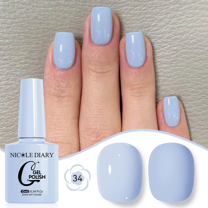 NICOLE DIARY Glass Beads Cat Magnetic Gel Nail Polish Spring Summer Gel Nail Sparkly Gel Varnish Soak off Nail Manicure Art